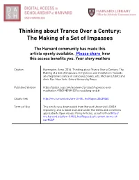 Thinking About Trance Over a Century: the Making of a Set of Impasses