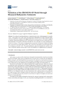 Validation of the EROSION-3D Model Through Measured Bathymetric Sediments