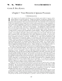 WM White Geochemistry Chapter 7: Trace Elements