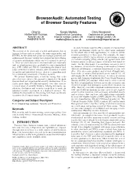 Browseraudit: Automated Testing of Browser Security Features