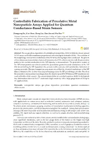 Controllable Fabrication of Percolative Metal Nanoparticle Arrays Applied for Quantum Conductance-Based Strain Sensors