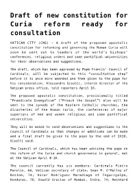 Draft of New Constitution for Curia Reform Ready for Consultation