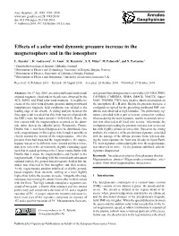 Effects of a Solar Wind Dynamic Pressure Increase in the Magnetosphere and in the Ionosphere