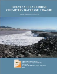 Great Salt Lake Brine Chemistry Database, 1966–2011