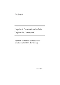 Migration Amendment (Clarification of Jurisdiction) Bill 2018 [Provisions]