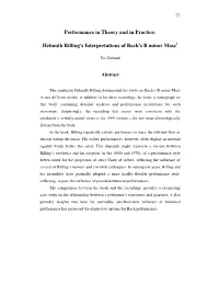 Performance in Theory and in Practice: Helmuth Rilling's Interpretations of Bach's B Minor Mass