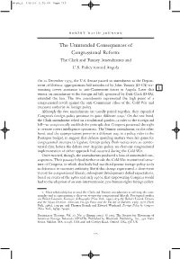 The Unintended Consequences of Congressional Reform: the Clark and Tunney Amendments and U.S
