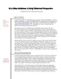 U.S.-China Relations: a Brief Historical Perspective