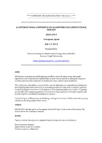 1St INTERNATIONAL CONFERENCE on ALGORITHMS for COMPUTATIONAL BIOLOGY
