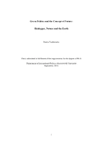 Green Politics and the Concept of Nature: Heidegger, Nature