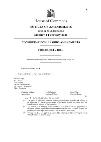 House of Commons NOTICES of AMENDMENTS Given up to and Including Monday 1 February 2021