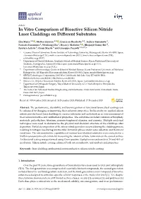 In Vitro Comparison of Bioactive Silicon Nitride Laser Claddings on Diﬀerent Substrates