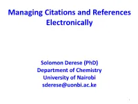 Managing Citations and References Electronically