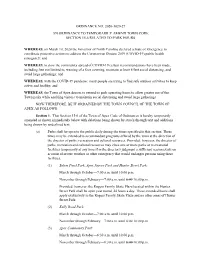 Ordinance No. 2020-1020-27 an Ordinance to Temporarily Amend Town Code Section 15-6 Related to Park Hours
