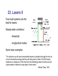 23. Lasers II Four-Level Systems Are the Best for Lasers