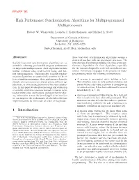 High Performance Synchronization Algorithms for Multiprogrammed Multiprocessors