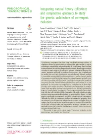 Integrating Natural History Collections and Comparative Genomics to Study Royalsocietypublishing.Org/Journal/Rstb the Genetic Architecture of Convergent Evolution