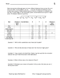 Problem 5, Calculating Star Distances
