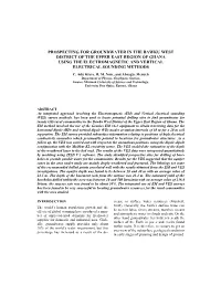 Prospecting for Groundwater in the Bawku West District of the Upper East Region of Ghana Using the Electromagnetic and Vertical Electrical Sounding Methods C