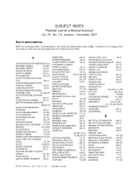 Subject Index 2007.Pdf