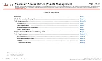 Vascular Access Device (VAD) Management