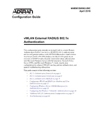 Vwlan External RADIUS 802.1X Authentication