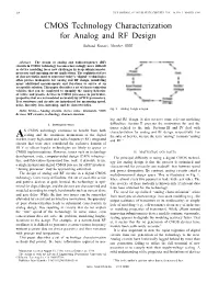 CMOS Technology Characterization for Analog and RF Design