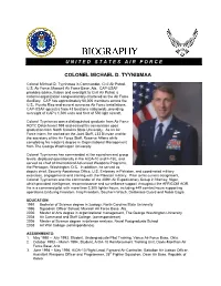 Colonel Michael D. Tyynismaa