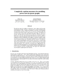 Completely Random Measures for Modeling Power Laws in Sparse Graphs