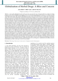 Globalisation of Herbal Drugs: a Bliss and Concern