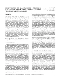 Identification of Glacial Flood Hazards in Karakoram Range Using Remote Sensing Technique and Risk Analysis