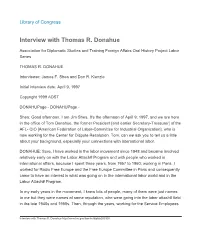 Interview with Thomas R. Donahue