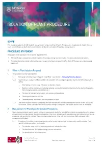 Isolation of Plant Procedure