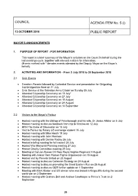 Mayor's Announcments Report