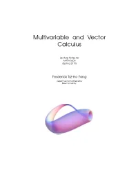 Multivariable and Vector Calculus