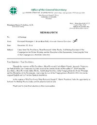 Office of the General Secretary MEMORANDUM