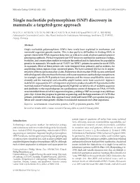 Single Nucleotide Polymorphism (SNP) Discovery in Mammals