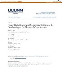 Using High Throughput Sequencing to Explore the Biodiversity in Oral Bacterial Communities Patricia I