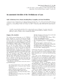 An Annotated Checklist of the Orchidaceae of Laos