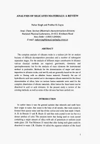 Analysis of Silicates Materials: a Review