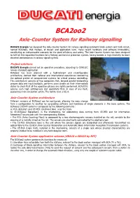 Bca2oo2 Axle-Counter System for Railway Signalling