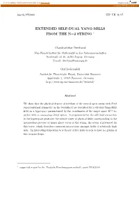 Extended Self-Dual Yang-Mills from the N=2 String ∗