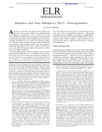Genomics and Toxic Substances: Part I—Toxicogenomics by Gary E