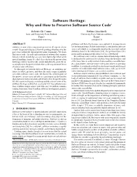 Software Heritage: Why and How to Preserve Software Source Code∗