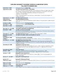 Academic Schedule and Important Dates 2020-2021