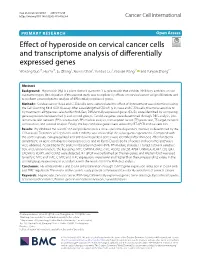 Effect of Hyperoside on Cervical Cancer Cells and Transcriptome Analysis Of