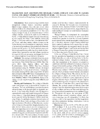 MAGMATISM (NOT GROUNDWATER RELEASE) CAUSED SURFACE COLLAPSE in GANGES CAVUS, and LIKELY OTHER LOCATIONS on MARS. J. R. Michalski