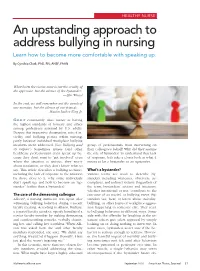 An Upstanding Approach to Address Bullying in Nursing