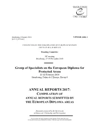 Annual Reports 2017: Compilation of Annual Reports Submitted by the European Diploma Areas