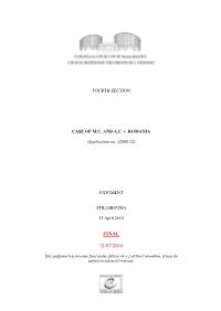 FOURTH SECTION CASE of MC and AC V. ROMANIA